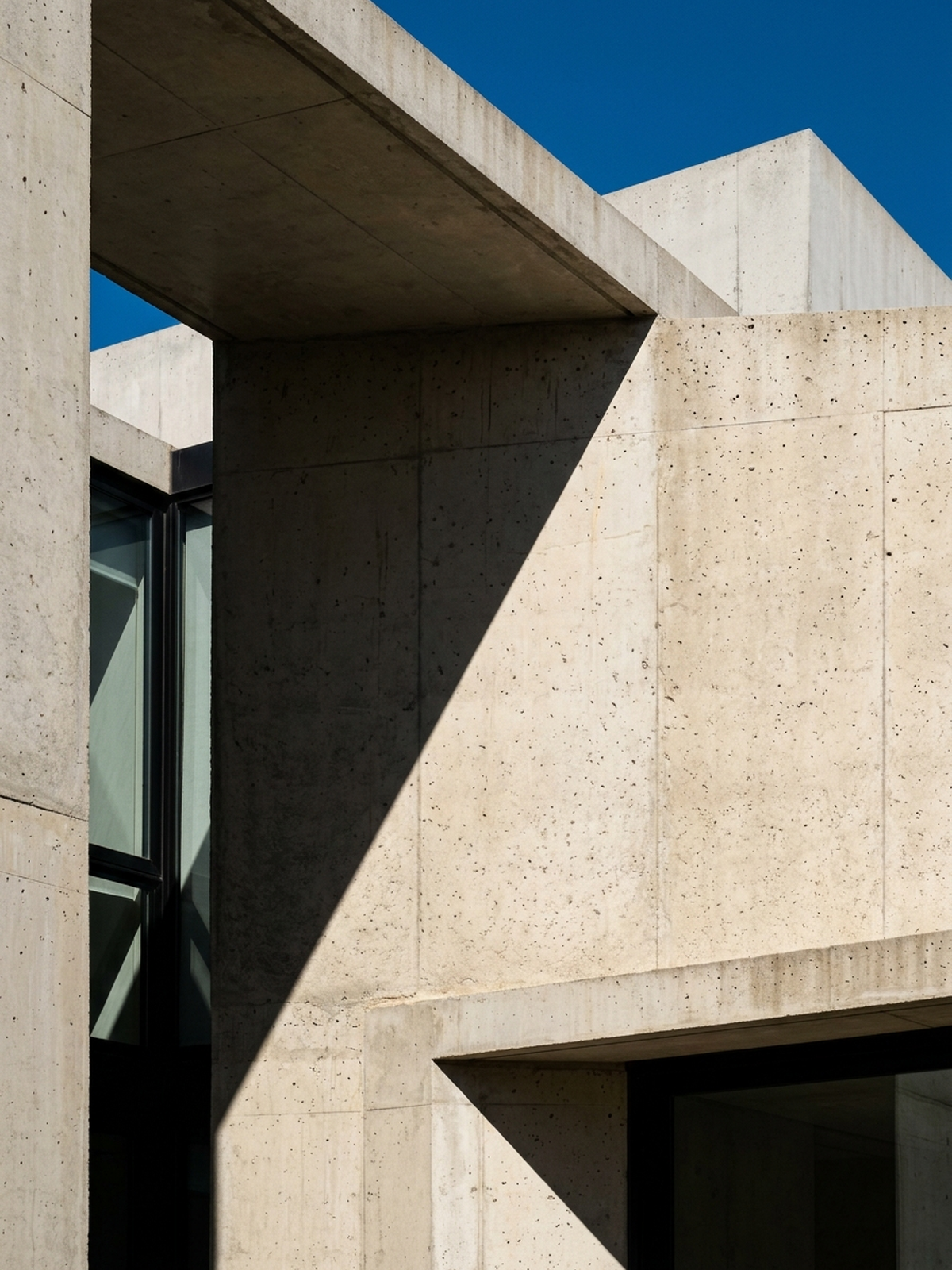 Modern minimalist architecture with sharp shadows